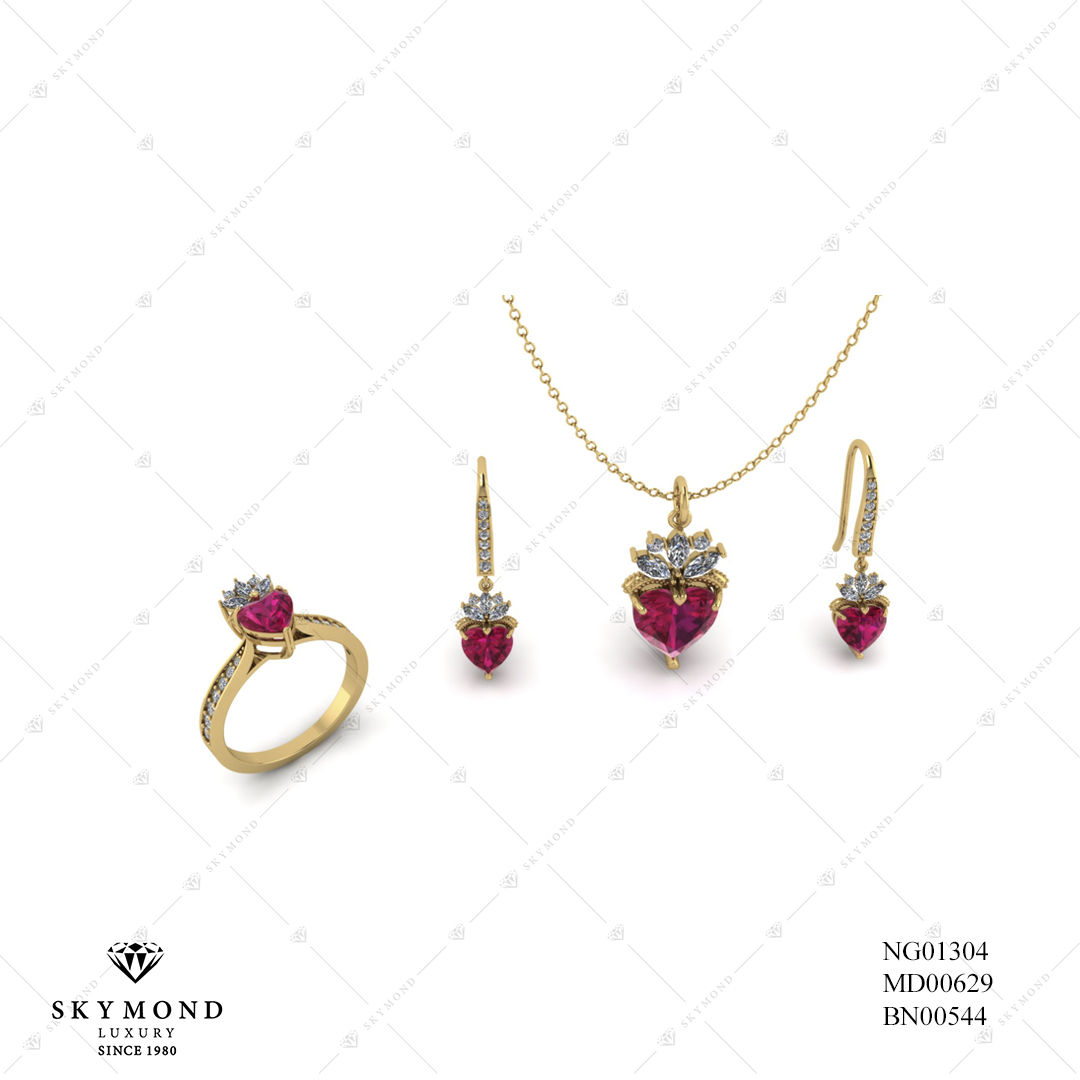 BỘ TRANG SỨC VÀNG GẮN ĐÁ RUBY BN00544