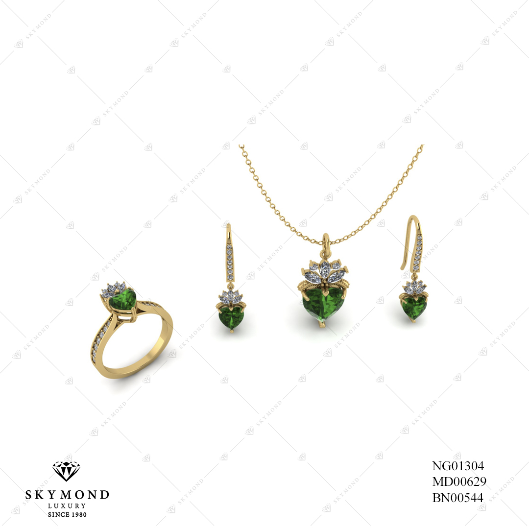 BỘ TRANG SỨC VÀNG GẮN ĐÁ EMERALD BN00544