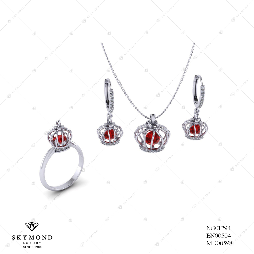 BỘ TRANG SỨC PLATIN GẮN RUBY