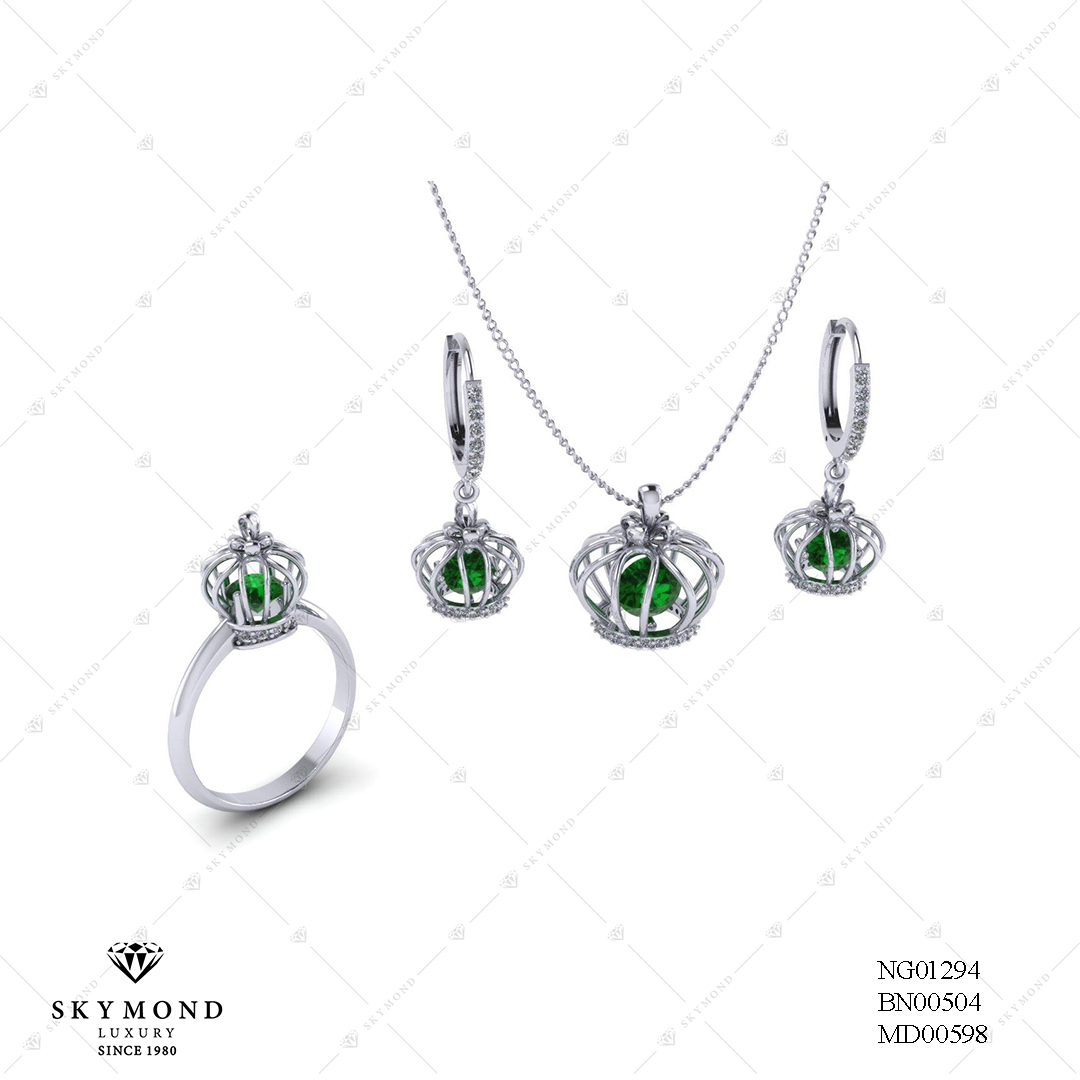 BỘ TRANG SỨC PLATIN GẮN EMERALD