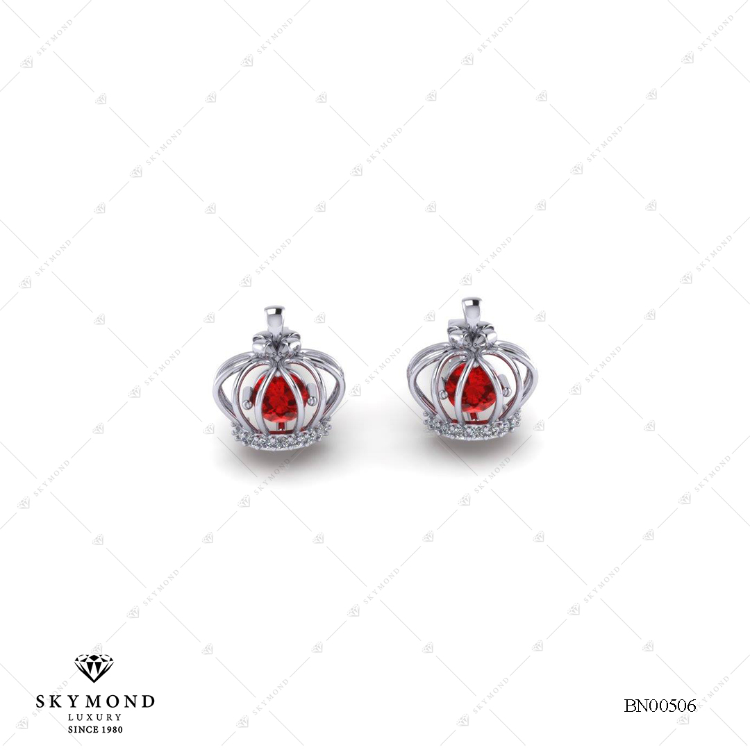 BÔNG NỮ PLATIN GẮN RUBY BN00506