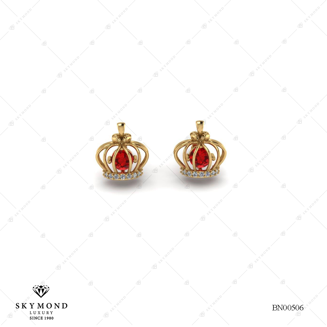 BÔNG NỮ VÀNG VÀNG GẮN RUBY BN00506