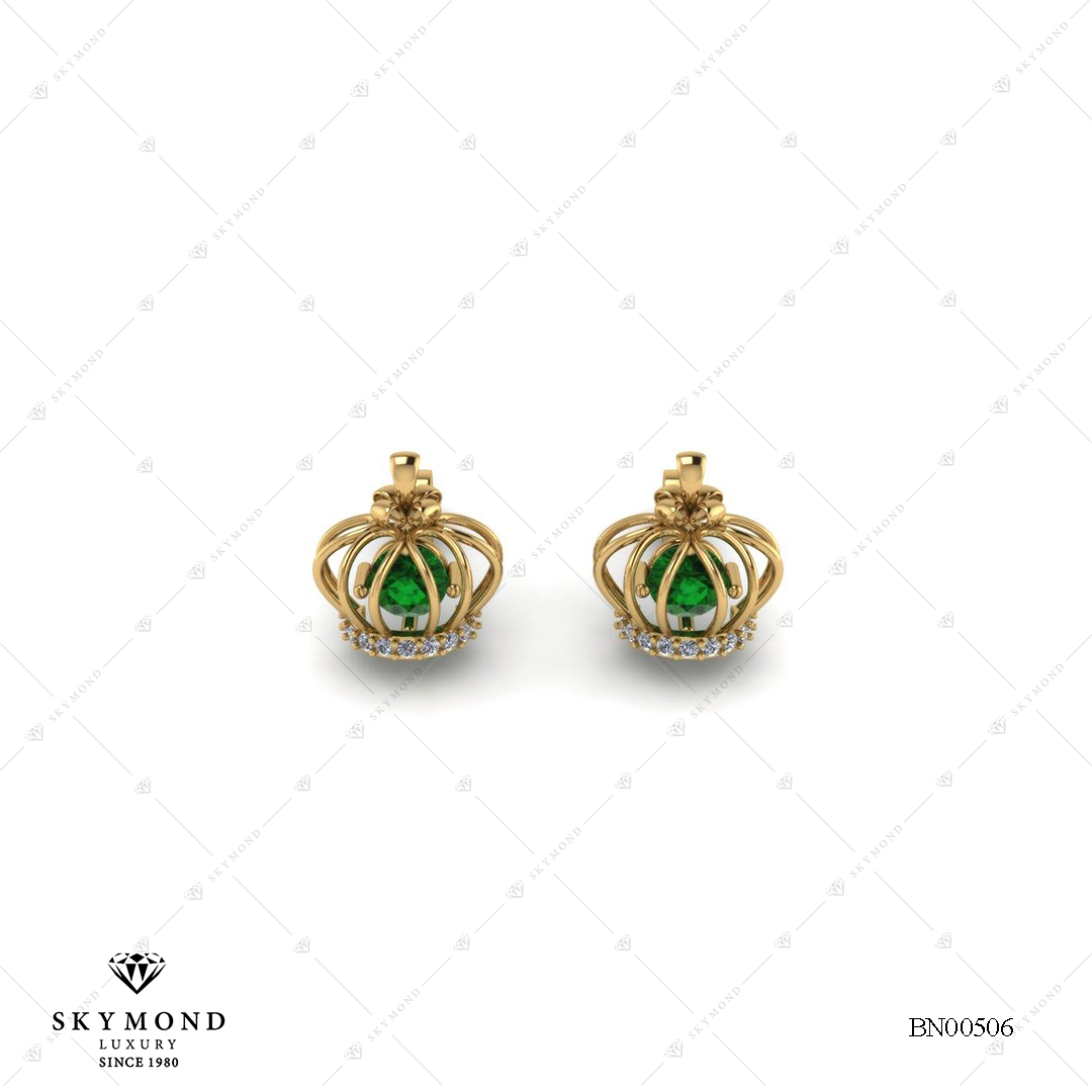 BÔNG NỮ VÀNG VÀNG GẮN EMERALD BN00506