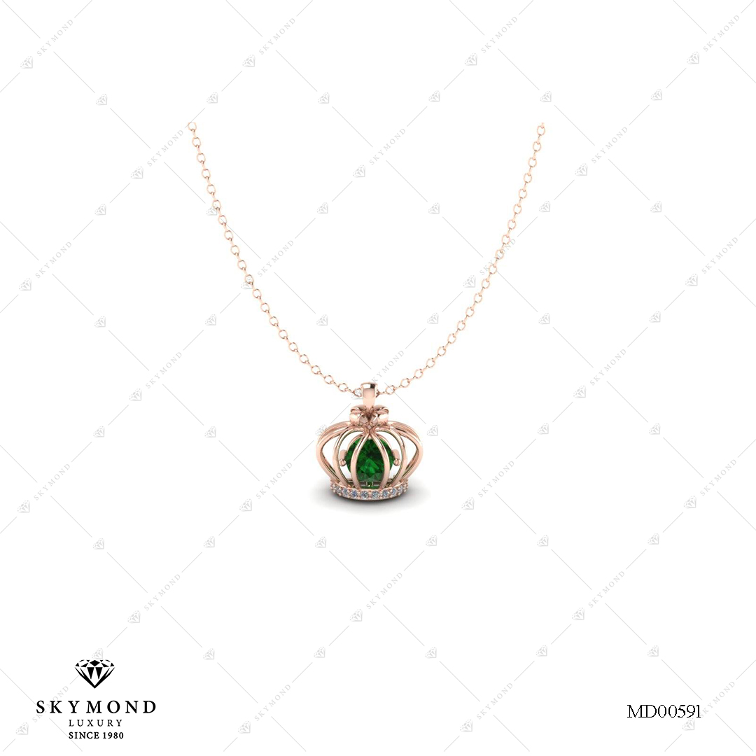 MẶT DÂY VÀNG HỒNG GẮN EMERALD MD00591