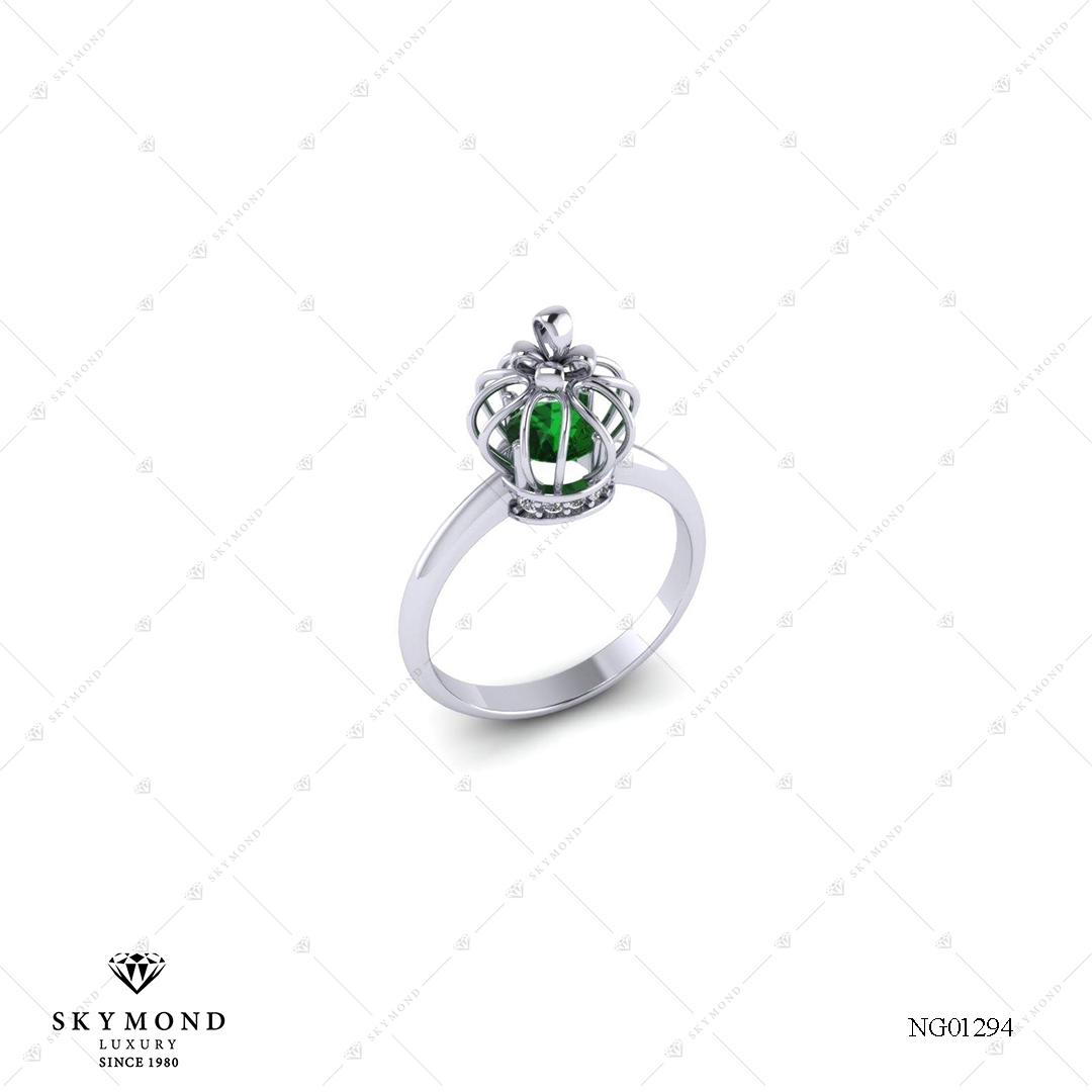 NHẪN NỮ PLATIN GẮN EMERALD NG01294