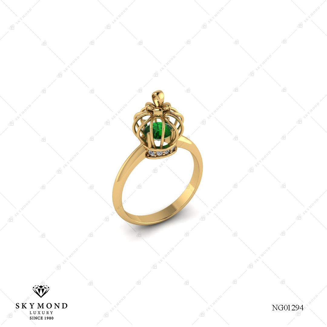 NHẪN NỮ VÀNG VÀNG GẮN EMERALD NG01294