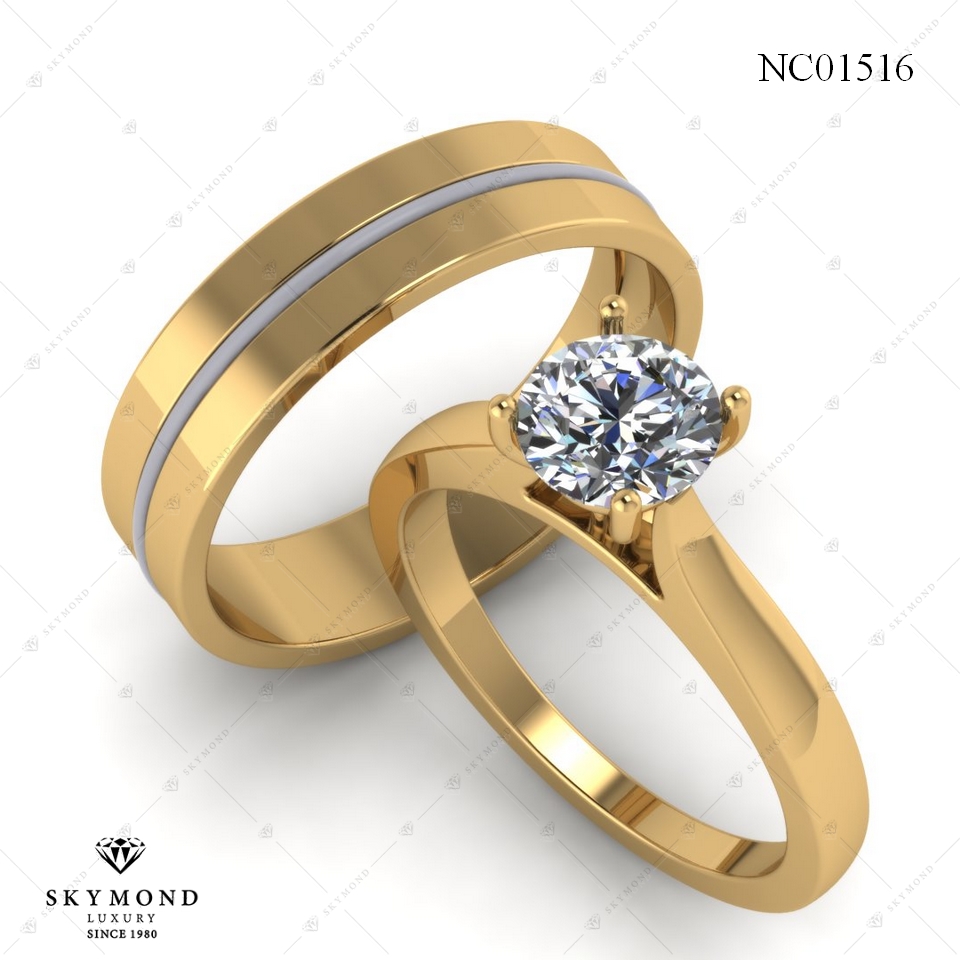 NHẪN CƯỚI VÀNG 18K KIM CƯƠNG NC01516