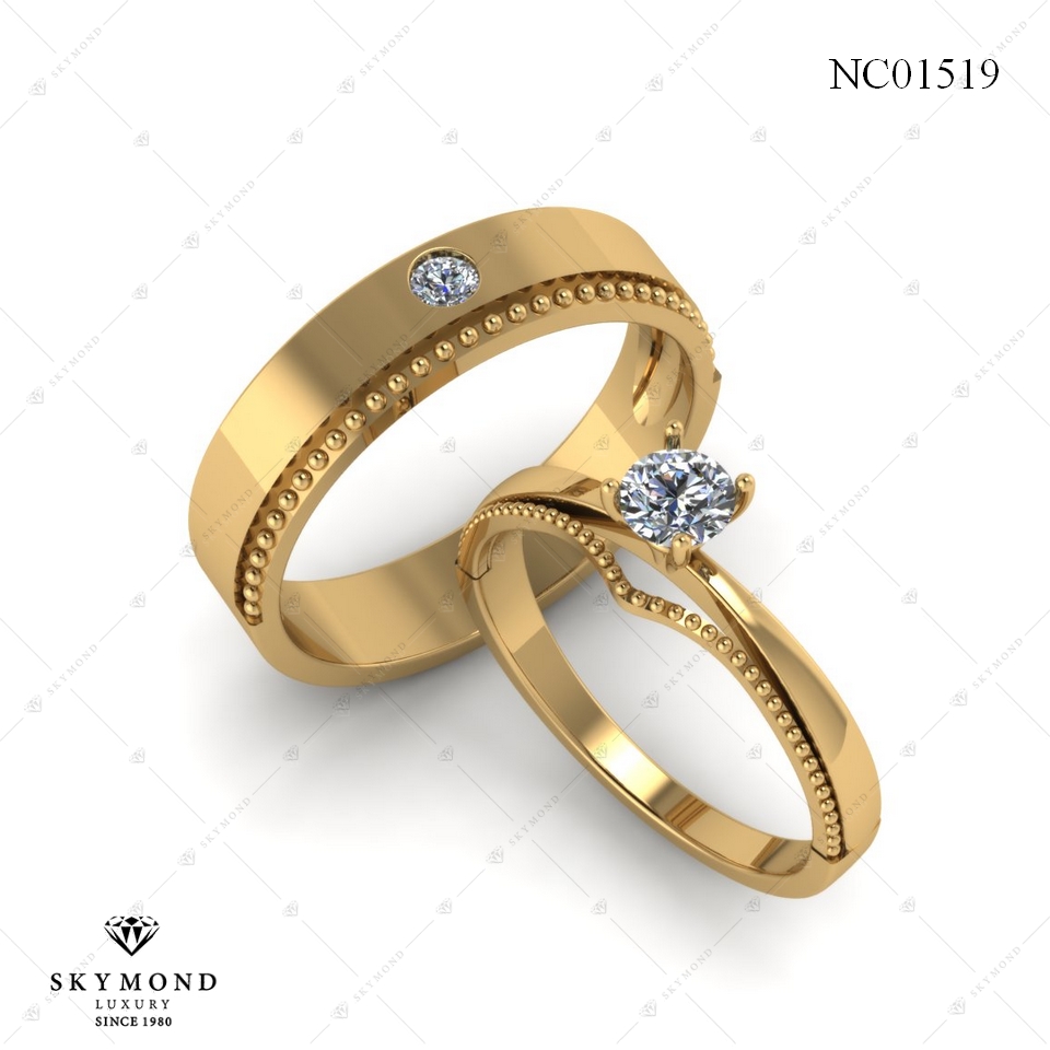 NHẪN CƯỚI VÀNG 18K KIM CƯƠNG NC01519