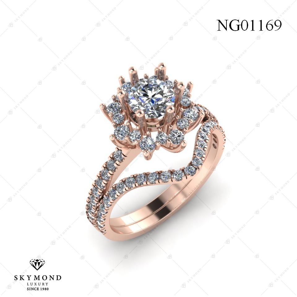 NHẪN NỮ VÀNG HỒNG 18K KIM CƯƠNG NG01169