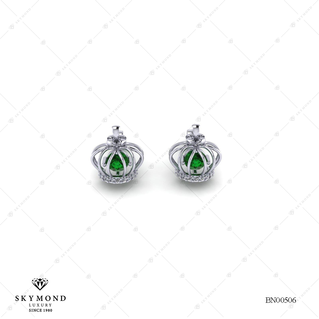 BÔNG NỮ PLATIN GẮN EMERALD BN00506