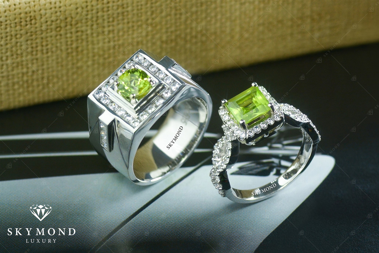 Nhẫn cặp phong thủy đá quý Peridot 