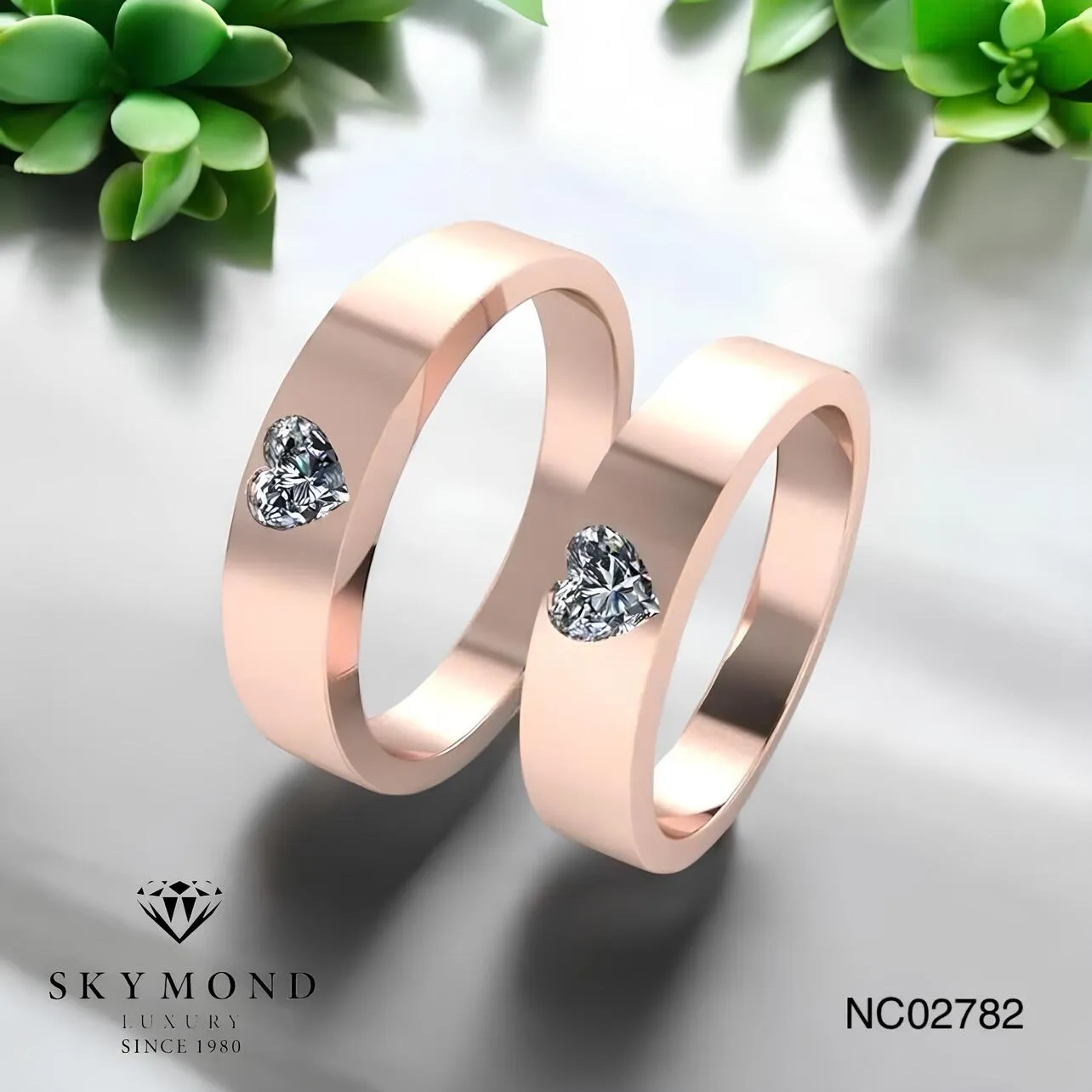 mẫu nhẫn cưới vàng hồng Skymond