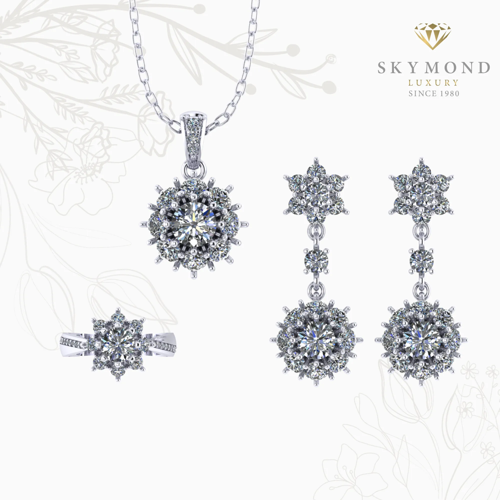bộ trang sức thiết kế platin